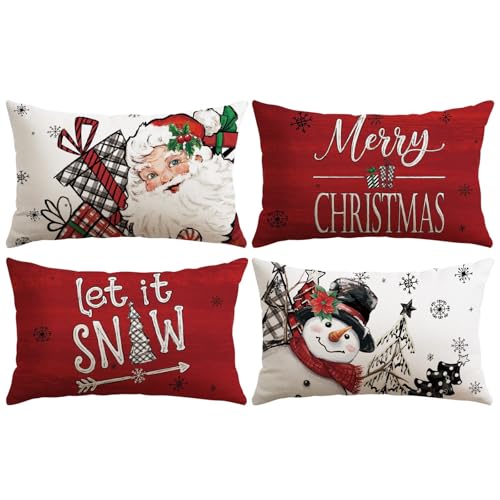 Sungeek 4er Set Weihnachten Kissenbezüge, Dekorative...