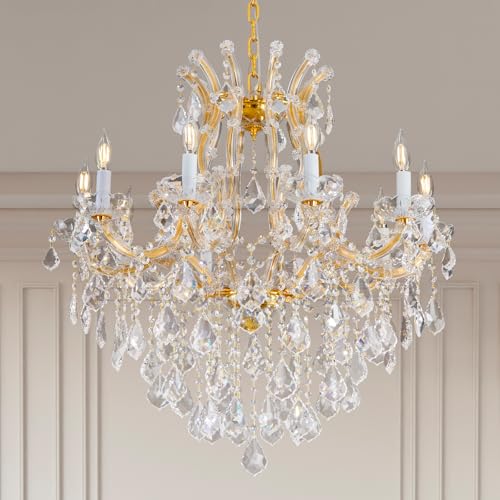 Plsintly Modern Crystal Chandeliers, Gold Candle Chandelier -Luxury Chandelier Lighting