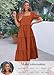 KIRUNDO Women Summer Dresses 2025 Spring Fashion Boho Puff Sleeve Square Neck Pocketed Loose Fit Tiered Flowy Maxi Dress(Medium, Brick Red)