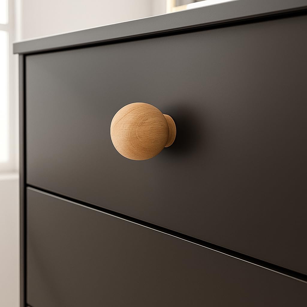 Steam Beech Wood Drawer Knob/Cabinet Door Handle/Door Knobs/Knob for Drawers/Wardrobe Handle (1.5 Inch) Pack of 6