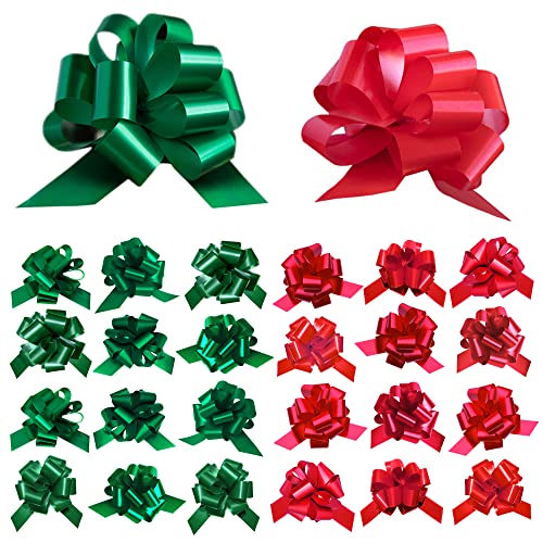 Xmasolutions Eye-Catching Xmas Pull Bows For Easy Gift Wrapping With Ribbon - 5 Inch Wide Wrap Bows For Christmas Tree Decoration cover