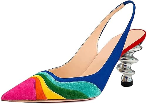 YDN Sandalias de tacón en espiral metálico de moda para mujer, sandalias con punta elástica y puntiaguda, zapatos de fiesta diaria 4-15 de EE. UU