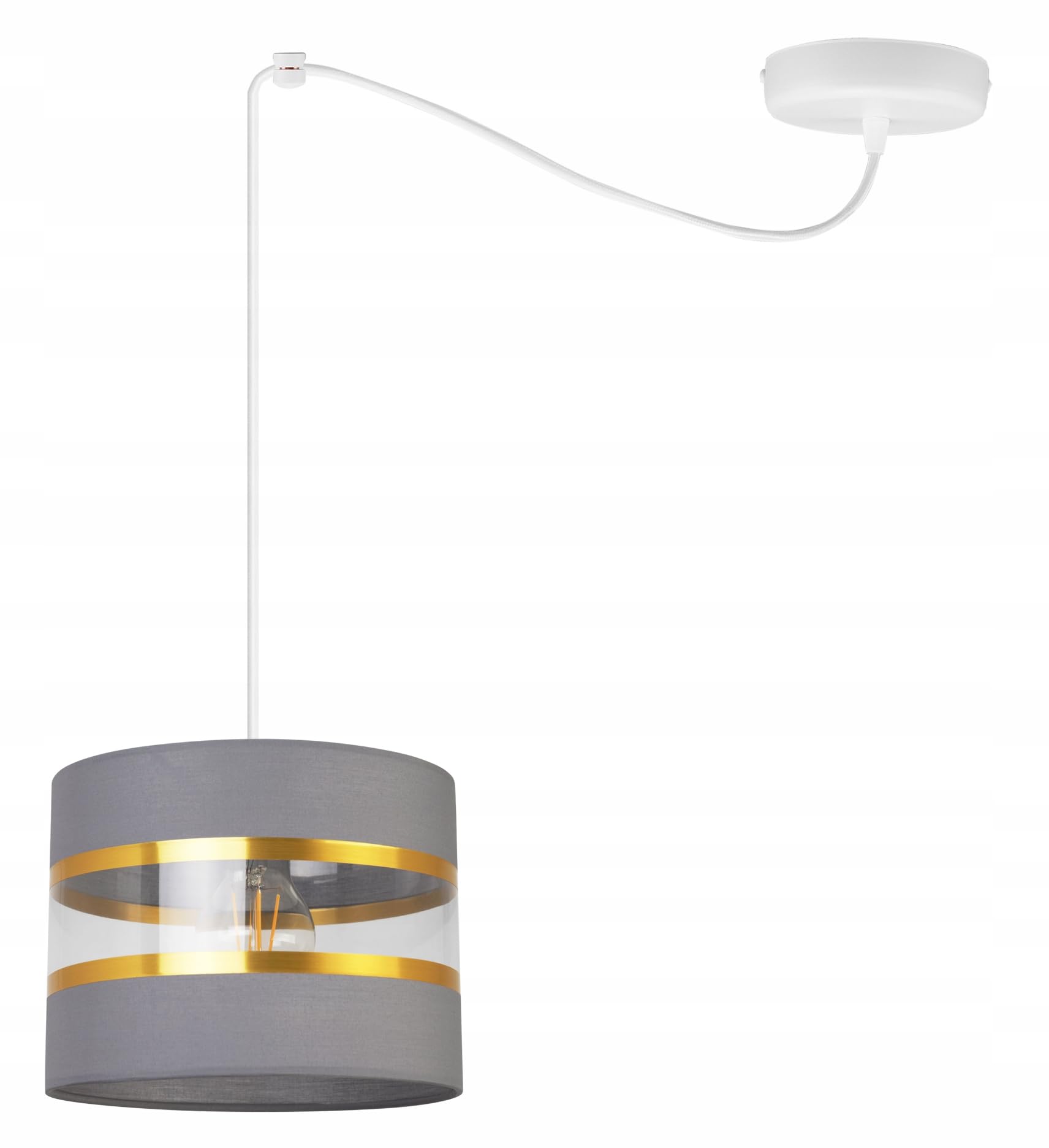Light-Home Spider Elegance Deckenleuchte Pendelleuchte - Moderner Deckenleuchter für Schlafzimmer Wohnzimmer und Küche im Glamour Stil - E27 mit 1 Lichtpunkt - Lampenschirm Stoff 20cm - Weiß und Grau