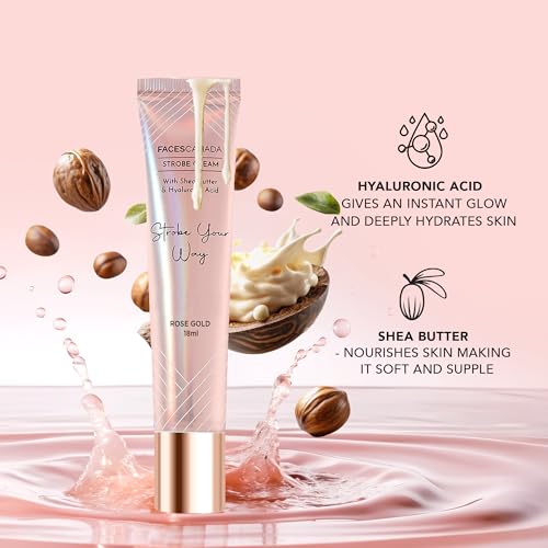 Image of FACES CANADA Strobe Cream Mini- Rose Gold, 18ml | Primer + Highlighter + Moisturizer | Shea Butter & Hyaluronic Acid | Intense Hydration | Flawless Radiant Dewy Skin | Illuminating & Glowing Makeup Base