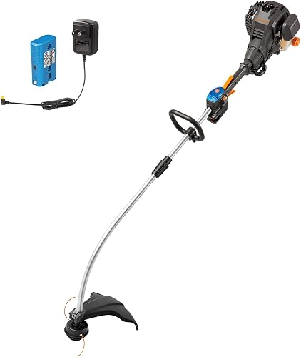 25cc 2-Cycle Gas String Trimmer with No-Pull Electric Start 17-Inch Cutting Swath Multi-Attachment System 420mL Fuel Tank Lightweight Curved Shaft Design