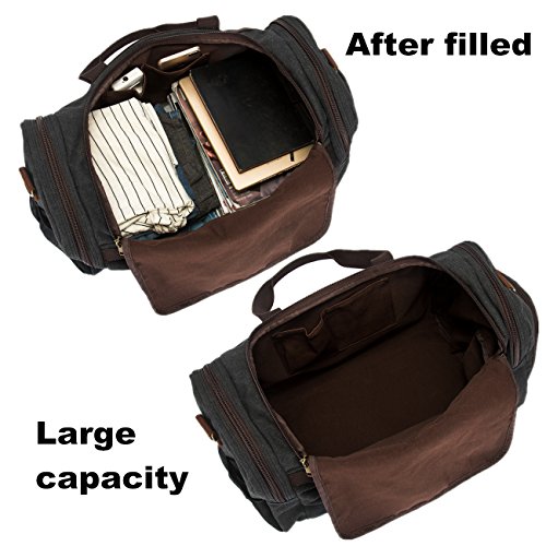 Weekender Overnight Duffel Bag Shoe Pocket for Women Men Weekend Travel Tote Carry On Bag (Black)