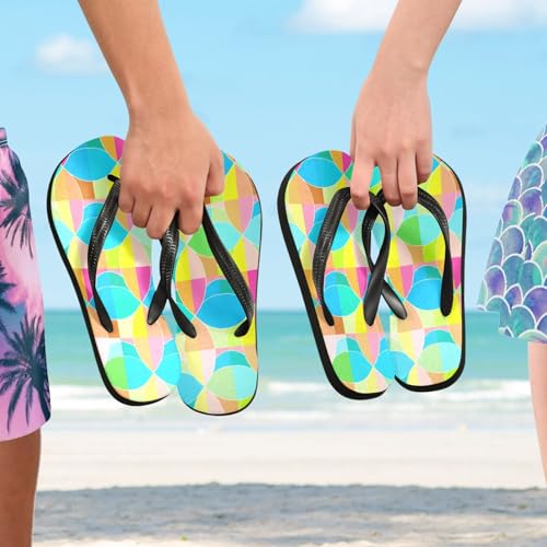 STAYTOP Colorful Overlapping Circles in Blue Flip Flops Sandals of Men's & Women's,Sandals Beach Slippers Shower Slides4