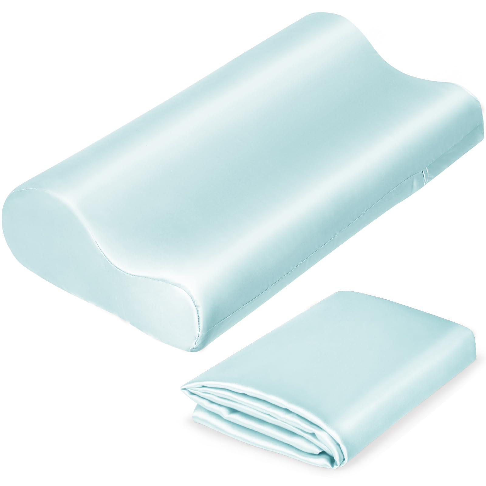 Luxurious Satin Pillowcase for Contour Memory Foam Pillows 24" x 14" x 5.1"/3.5" Cervical Pillow Case