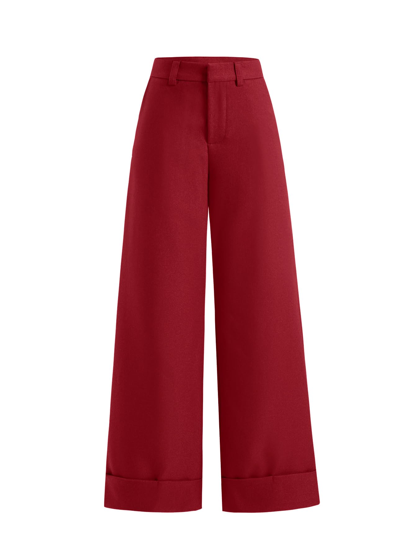 Womens Vintage Wide Leg Tailored Pants Dressy Low Rise Business Casual Trousers with Pockets