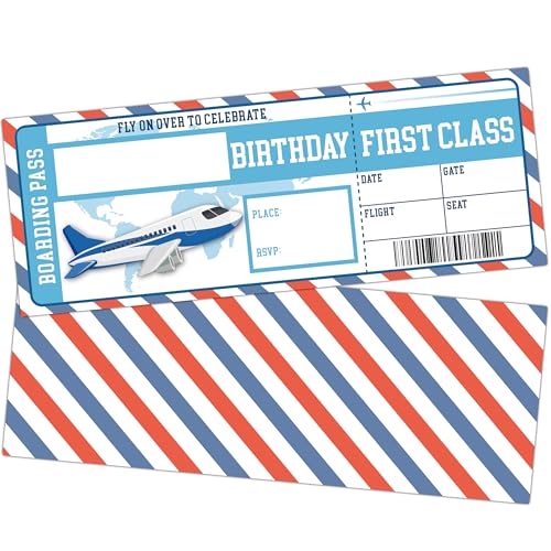 SIXEIGHT Airplane Birthday Invitations, Boarding Pass Tickets Party Invitations, 20