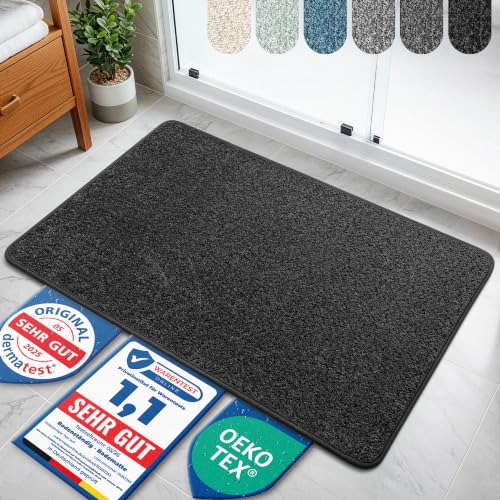 Bodenständig Badematte schwarz rutschfest & Waschbar Saugstarke Badezimmerteppich Hygienischer Duschvorleger Badvorleger rutschfest waschbar 40x60 cm schnelltrocknend