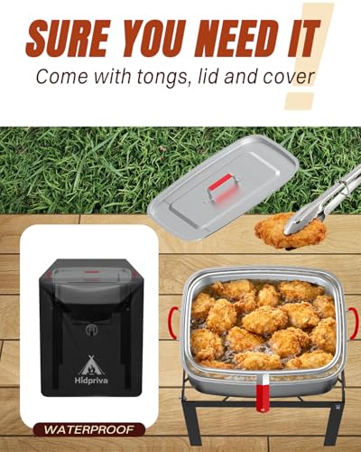 Image of 18QT Propane Fish Fryer 18QT Basket, 55,000 BTU Propane Burner, Outdoor Fryer Pot with Cover, Lid, Thermometer & Tongs, CSA Approved, Ideal for Fish, Fries & Wings