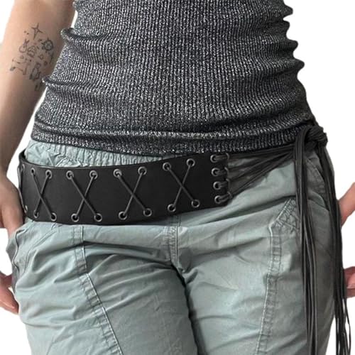 Laceup Waist Belt Waist Styling Girdle Elegant Fringed Selftied Corset Belt Lady Waiststrap Accs3