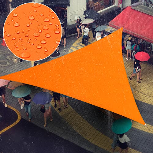 Amgo 16' x 16' x 16' Orange Triangle Waterproof Sun Shade Sail UPF50+ Canopy Awning Shelter, 95% UV...