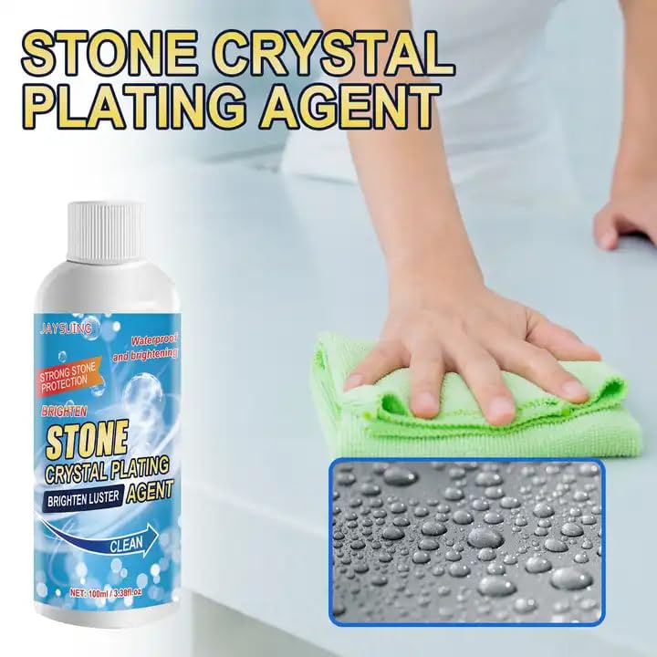 Image of Stone Crystal Plating Brighten Luster Agent for Marble, Granite & Granite Floor Cleaner & Stone, MarbleHelp to Remove Stains Grease Grime Water Spots Fingerprints Smudges (100 ML)
