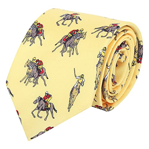 WANYING Vintage Retrò Cravatta da Uomo Larghezza 9 cm 3,54 Ampia Cravatta Colorata Alla Moda - A03 Motivo Equestre Giallo