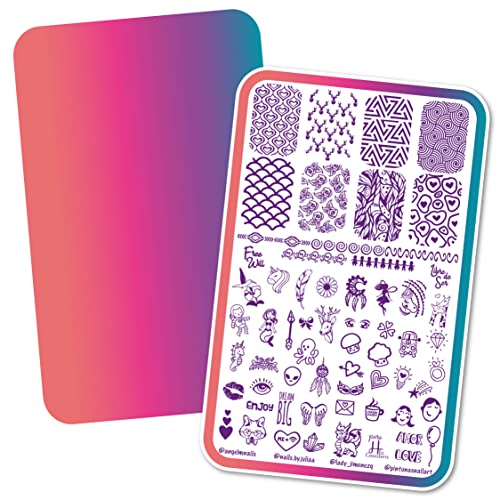Nail Art Stamping Plate - Free Will - Unique & Original Design By Colombian Nail Artist H la Cosedora