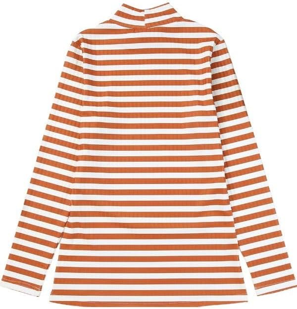 Melliflo Womens Long Sleeve Mock Neck Striped Shirt Casual Cute Color Block Knit Tops Trendy Fall Fitted Basic Outfits - Image 5