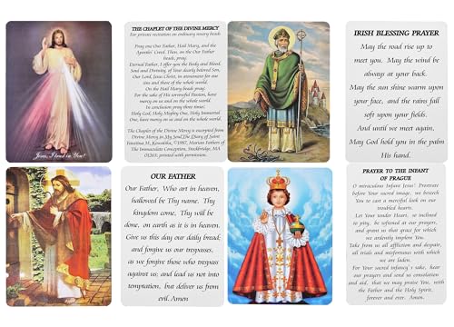 SZQCZB Crystal Rosary Bead Catholic for Women, Our Lady of Guadalupe Medal with Metal Box and 18Pcs Prayer Cards 5