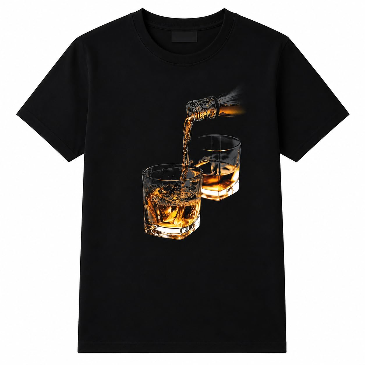 Men's Graphic Printed T-Shirt | Round Neck Half Sleeve Casual Cotton Blend Tee | Beverage Glass Print | Regular Fit | Black-picture-44