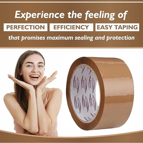 Image of Brown 2-Inch Multipurpose Clear Tape, 6 Pack of 200 Meter Rolls, Ideal for Packaging, Decorating, DIY, and Industrial Use