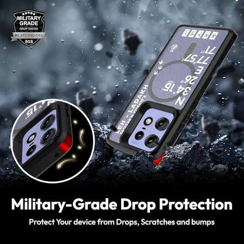 Image of KAPAVER GPS Edition Back Cover Case Compatible with MagSafe, Magnetic Case for Motorola Edge 50 Pro(Leh-Ladakh)(Black) (Polycarbonate + TPU)