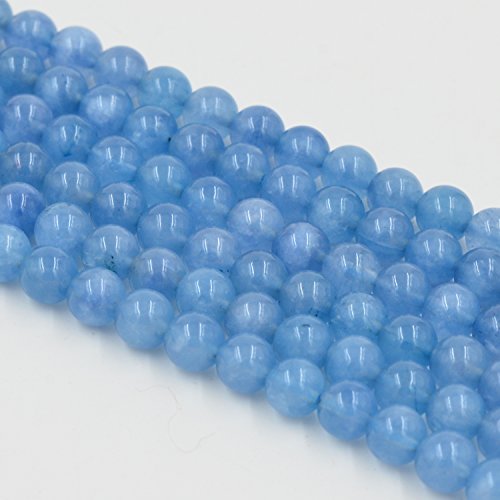 Lot De 5 Perles Rondes En Aigue-marine Naturelle - Diamètre 8 Mm - Pierres Polies Du Brésil - Neuf