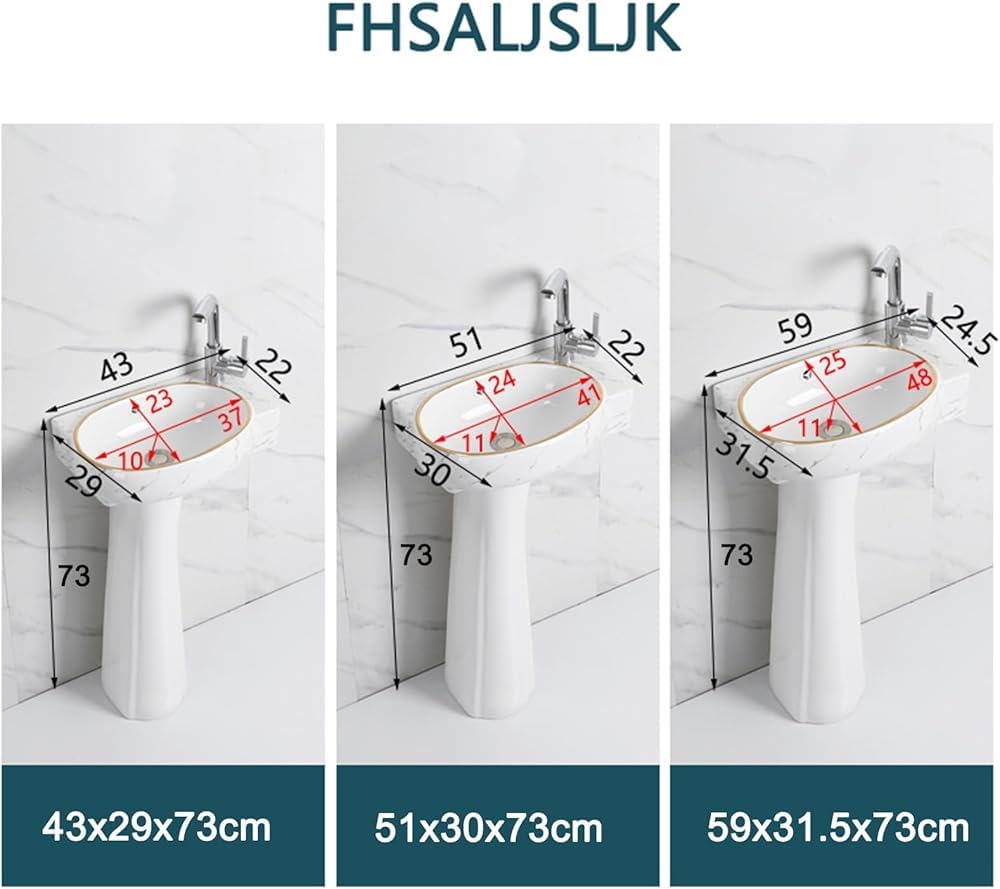 Wolnostojący zlew ceramiczny z przelewem, oszczędzający miejsce design do nowoczesnych łazienek