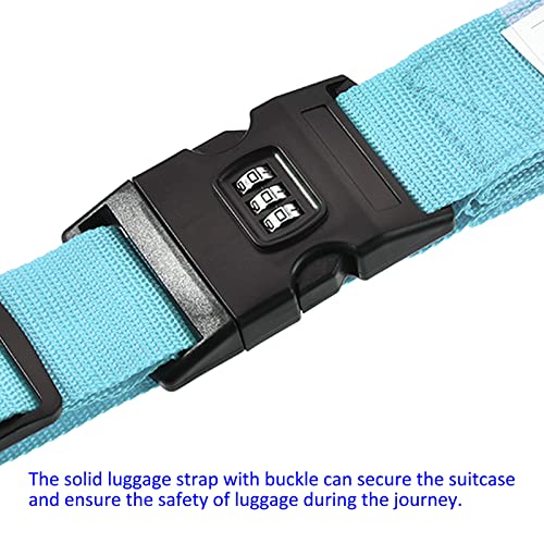 Image of M METERXITY 1 Pack Luggage Strap Suitcase Belt- Travel Combination Lock Adjustable PP Baggage Accessory with Buckle, Apply to Suitcase (79x2 Inch, Sky Blue)
