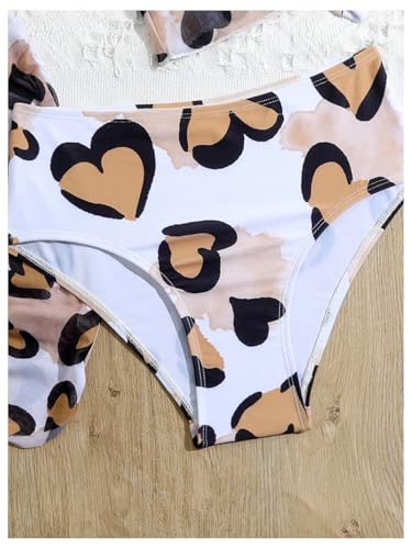Verdusa Girl's 4 Piece Leopard Bikini Set Criss Cross Swimsuit with Beach Cover Up Set3