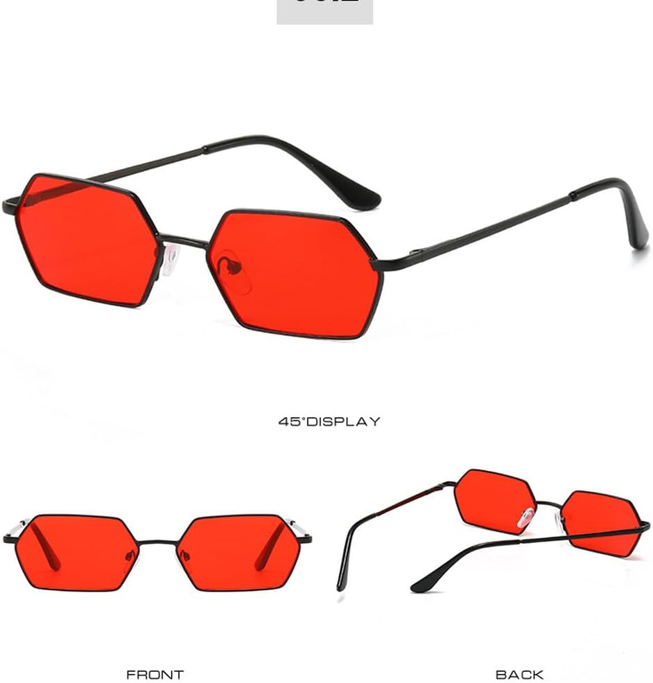Classic Polygon Sunglasses Men Fashion Small Frame Red Mirror Coating Sun Glasses Female Eyewear Shade UV400