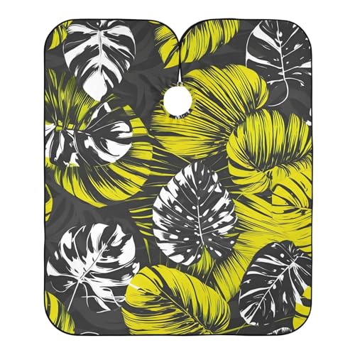 Hezely Hawaiian Palm Leaf Yellow Hair Dye Cape, Barber Cape for Adults,Waterproof Salon Cape,Waterproof Hairdressing Styling Hair Cutting, 65