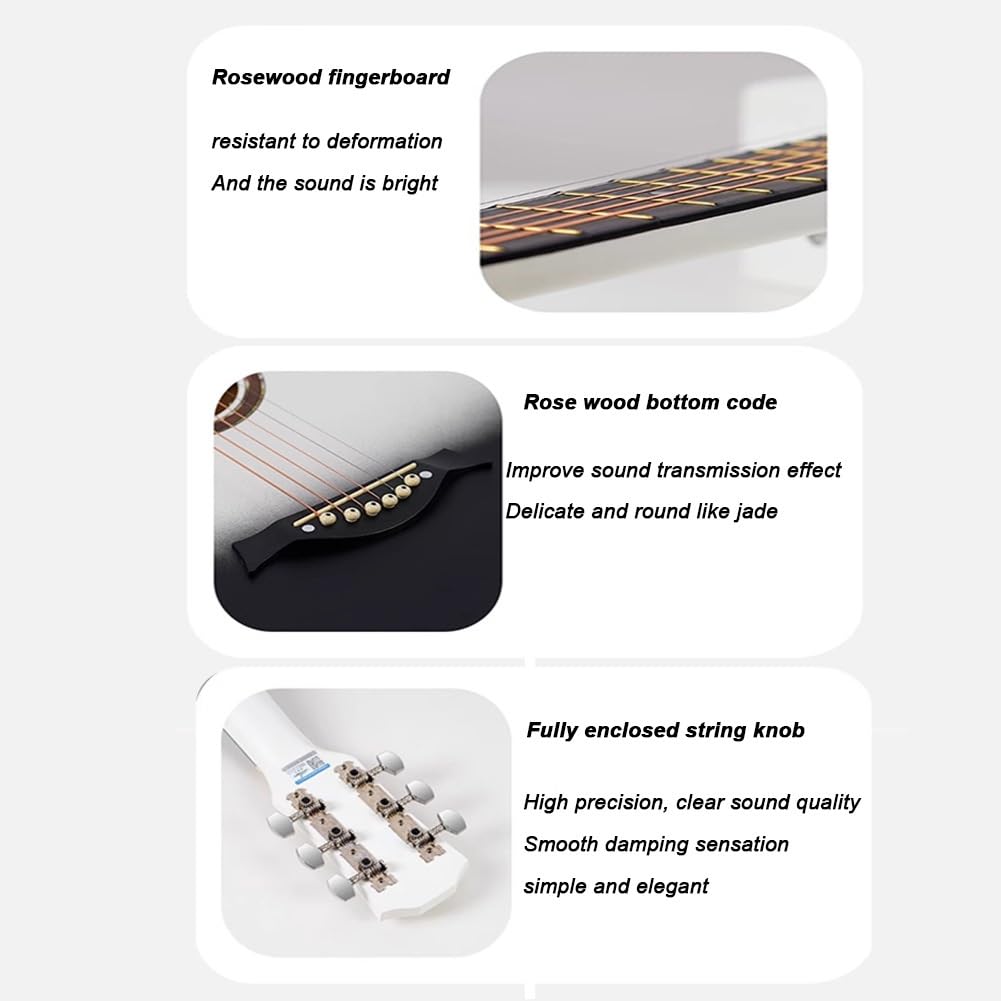 Starter kit per chitarra acustica con custodia, corde, tracolla, accordatore, accordatore, plettro, plettri, confezione regalo per principianti