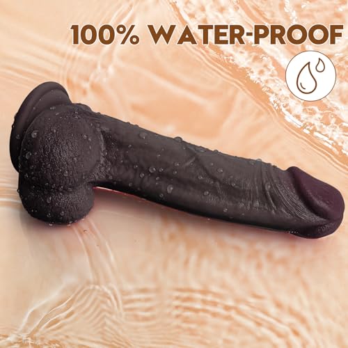 Image of Realistic Dildo - 6 Inch Liquid Silicone Dildo with Strong Suction Cup, Dual Density Black Dildo Sex Toy with Lifelike Veiny Texture & G-Spot Focused Design, Hands-Free Adult Toy for Women & Couples