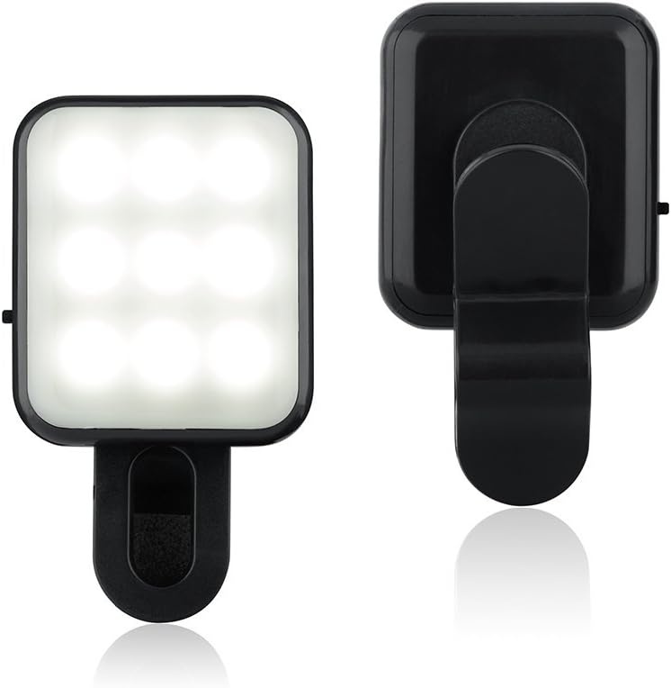 CHSMONB Mini LED Selfie Light, Rechargeable 2 Adjustable Brightness Camera Fill Light for Tiktok, Makeup, Photos, Videos, Going Live & Vlogs (Black)