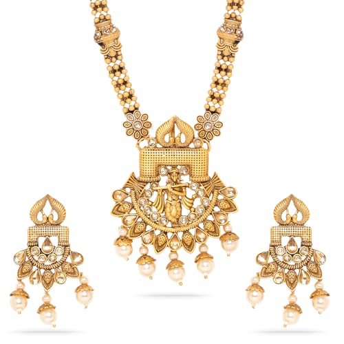 Image of Rubans Long Necklace Set Gold Plated Traditional Stylish Multicolour Jewellery Gift for Women & Girls