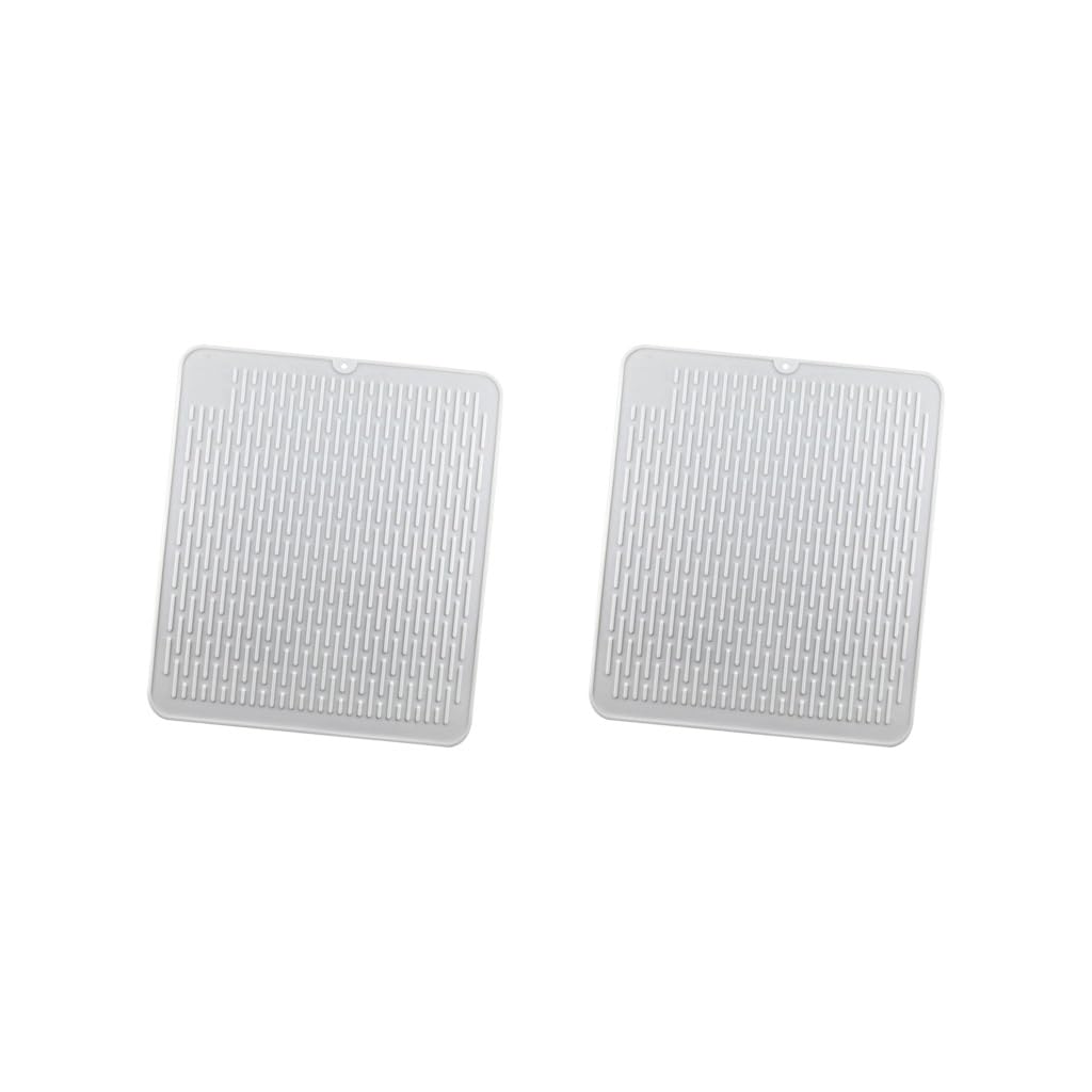 Hitzebeständige Silikon Abtropfmatte 45 x 40 cm 2er Set rutschfest Weiß Küchenspüle Matte für Geschirr Leicht zu reinigen Flexibel Antibakteriell