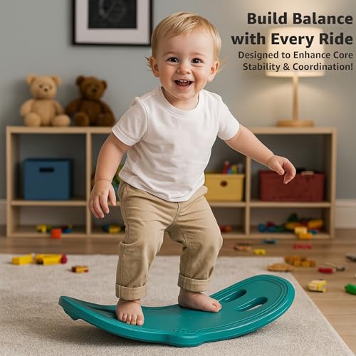 Image of Amazon Brand - Jam & Honey 3-in-1 Puppy Push On Ride On Rocker for Kids | Balancing Board | Backrest | Easy Grip | Four Wheel | Durable and Safe | Lightweight | Animal Theme | 12 Months+ | Green