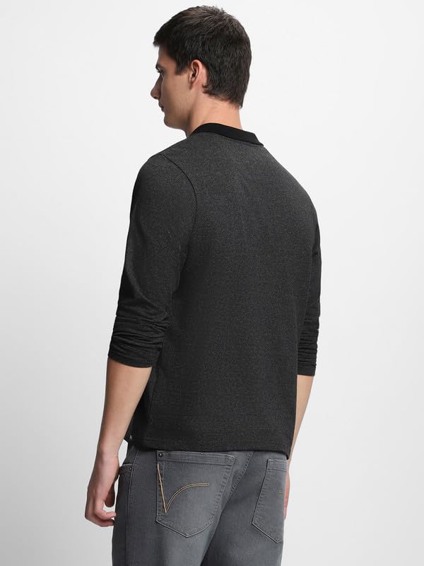 Image of Dennis Lingo Men's Cotton Polo Neck Tshirt, Regular Fit Long Sleeve
