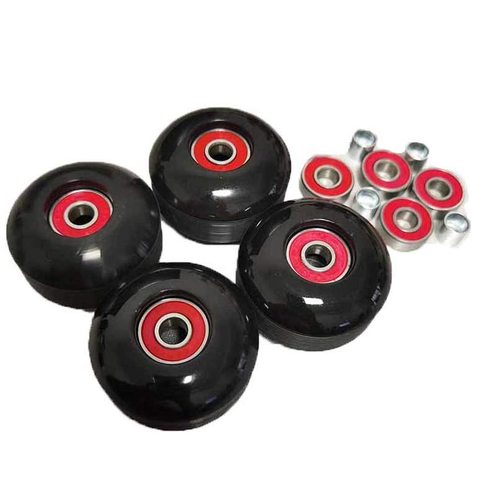Fortoo Black 16pcs Skateboard Parts Kit- 4pcs 99A Street Wheels 8pcs 608RS ABEC-9 High Speed Bearings 4pcs Spacers