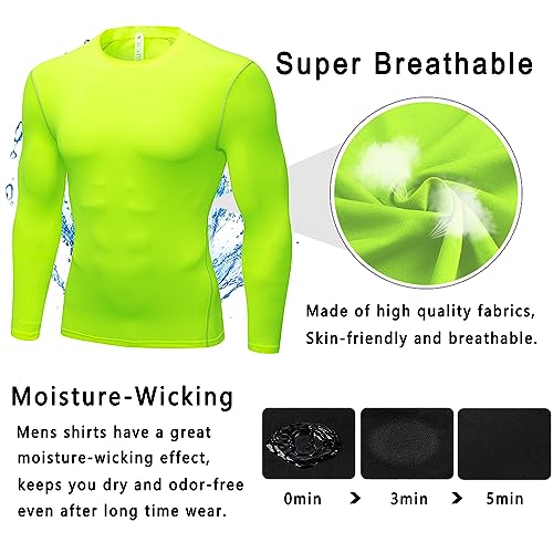 Men's Compression Shirts Long Sleeve Athletic T-Shirts Workout Running Tops Quick Dry Baselayer Undershirts for Football2