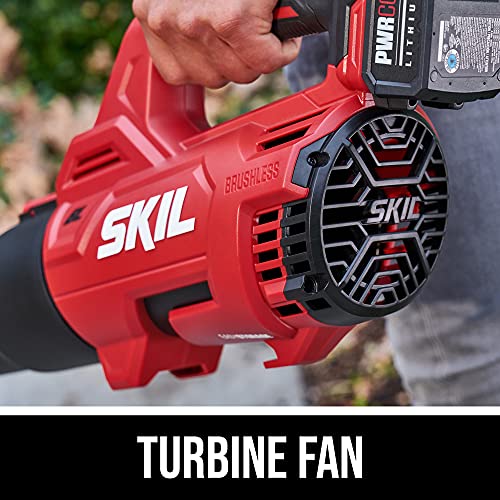 Image of SKIL BL4714B-10 PWR CORE 20 Brushless 400 CFM Leaf Blower Kit, Includes 4.0Ah Battery and Charger
