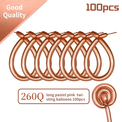 Image of 260 Metallic Champagne Gold Long Balloons for Balloon Garland Thickening Skinny Latex Twisting Animals Modeling Christmas Birthday Wedding Party Festival Decorations 100pcs