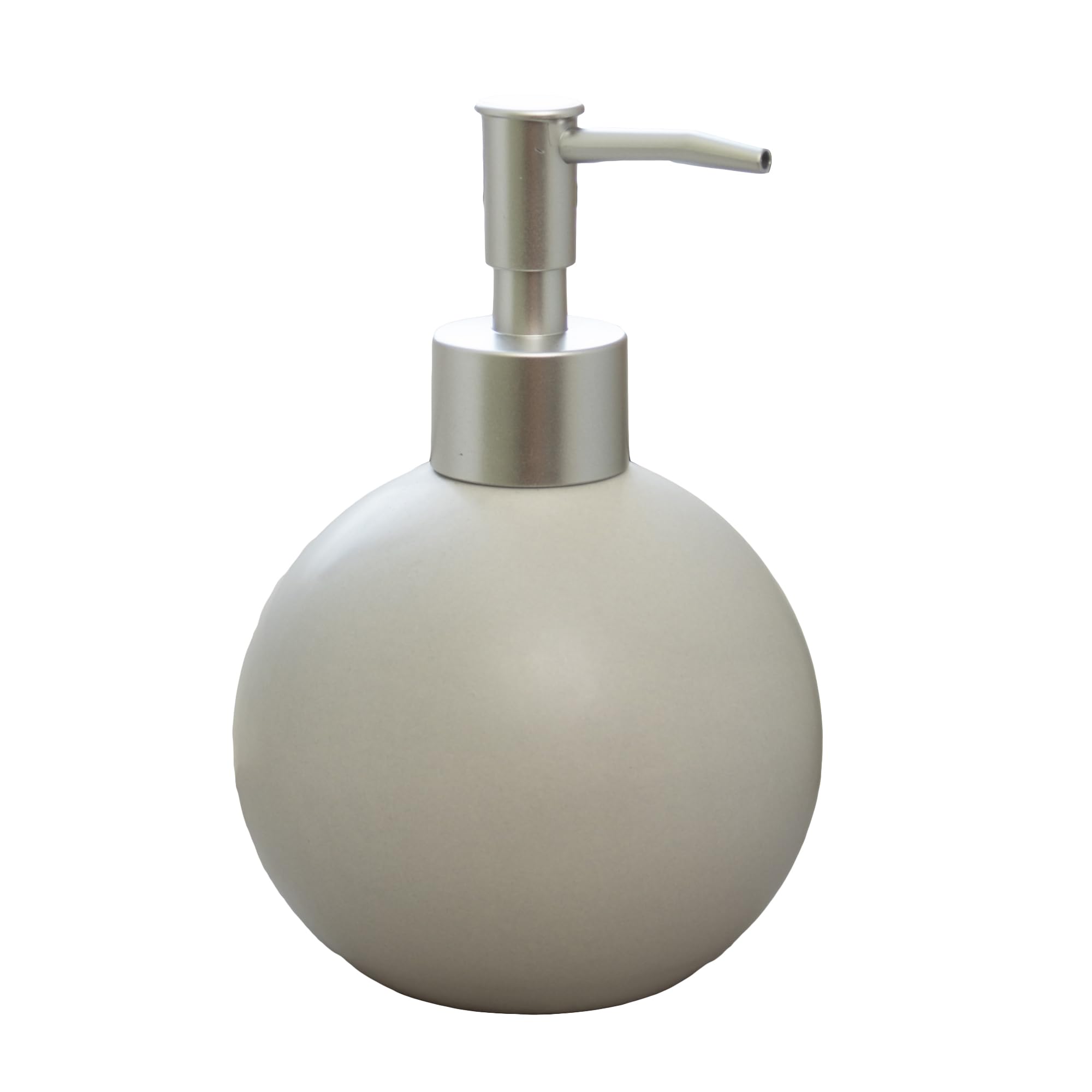 Darthome Grey Round Ball Soap Dispenser 300Ml Stoneware Pastel Bathroom Kitchen Sink Accessory (1, )