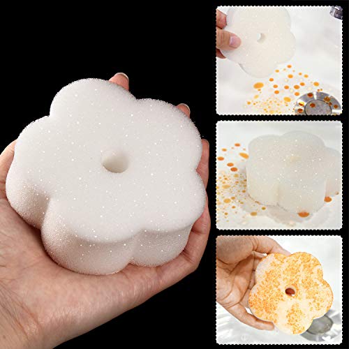 Image of Boao 16 Pcs Oil Absorbing Sponge for Hot Tub Pool,Flower,Creamy White | Floating Scum Absorber, Swimming Pool Spa Use, Removes Body Oils Lotions Sunscreen, Reusable Sponges, Fun Flower Shapes