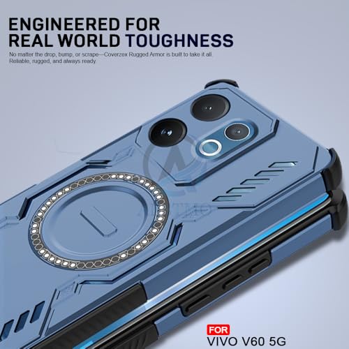 Image of AESTMO Back Case Cover for VIvo V60 / V60E / T4 Pro 5G | Magnetic Case with Built-in Metal Ring | Compatible with MagSafe Accessories | Shockproof Hybrid (PC + TPU) (Blue)