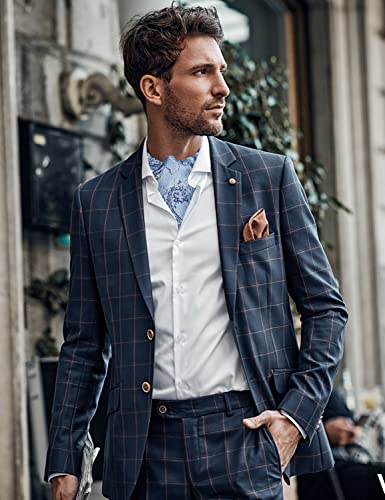 Image of DiBanGu 3PCS Ascot Ties for Men Wedding Jacquard Woven Silk Ascot Cravat for Men Cravat Tie and Pocket Square Set