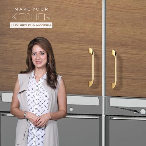 Image of LAPO 10 Inch Cabinet & Drawer Handles for Wardrobe and Kitchen Setup, Smooth Premium Finish, Simple Installation Style, 3 Years Warranty (224mm, PVD Gold Finish, Pack of 10) - Twist