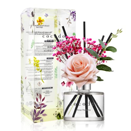 COCODOR Rose Flower Reed Diffuser/Rose Perfume/6.7oz(200ml)/1 Pack/Reed