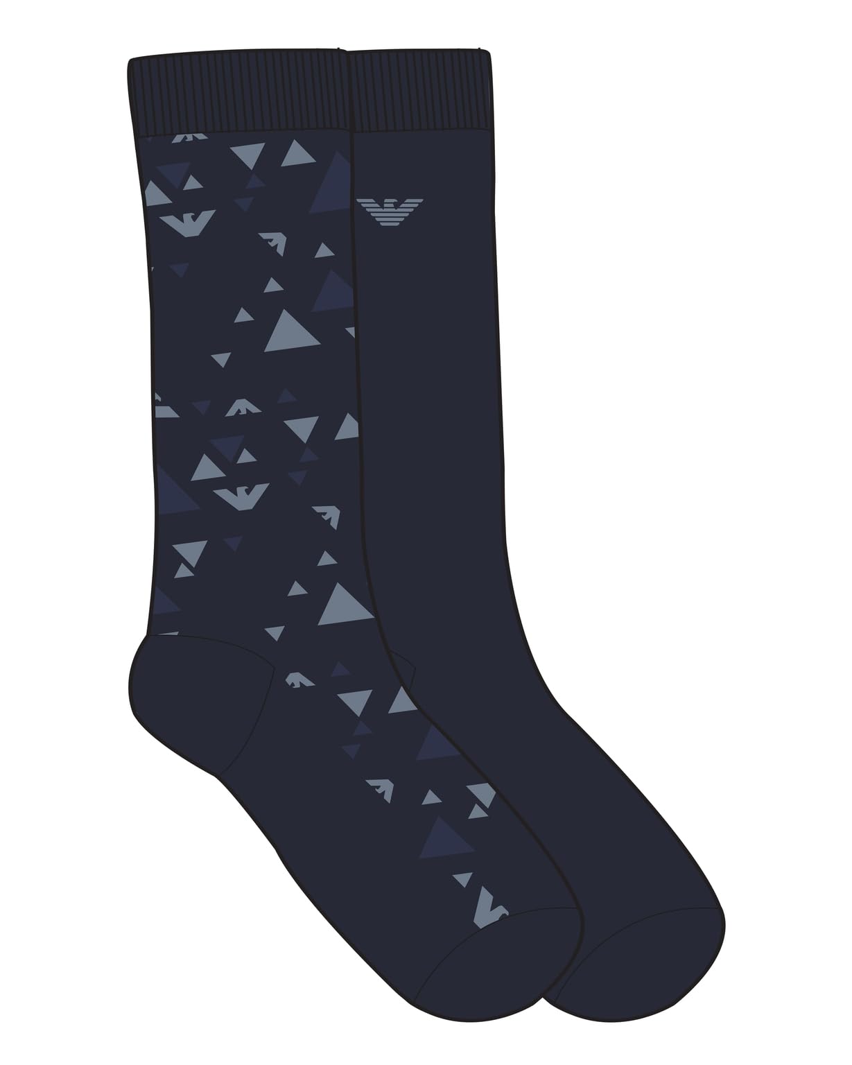 Emporio Armani MAN'S GRAPHIC ALLOVER 2-PACK LONG SOCKS BLUE TU